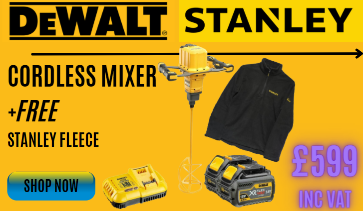 Dewalt DCD240X2 GB 54v XR FLEXVOLT Paddle Mixer with 2 x 9Ah Batteries Charger and Bag